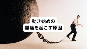 動き始めの腰痛を起こす原因は以下の4つがあります。
【①睡眠の質の低下】
日中活動していた筋肉や内臓の疲労を解消させるには質の高い睡眠と時間が重要です。
しかし、この睡眠による解消に障害が起こると疲労が溜まってしまい筋肉が硬くなり動き始めの腰痛が起きてしまいます。
【②栄養不足】
筋肉や内臓の疲労を解消させるためには栄養が必要です。食欲不振など栄養が取りづらい状態になると回復できずに筋肉が硬くなり動き始めの腰痛につながります。
【③運動不足】
運動不足は筋肉や関節に血流が低下してしまい、筋肉が硬くなるので動き始めの腰痛につながります。
【④ストレス】
ストレスは自律神経を乱れさせて交感神経優位になり筋肉を緊張させます。
また内臓の機能も低下させて疲労がたまりやすくなります。


これら4つの原因を予防することで朝の動き始めの腰痛など身体の痛みを予防することができます。
これ以外でもセルフケアや生活習慣の改善することで、より回復力が高まり治りが早まります。