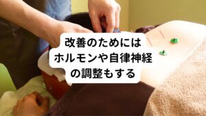 こういった手の甲の痛みやしびれを改善するためには手の甲だけにマッサージや鍼灸を行っても改善されません。
改善に必要なのは血流や神経伝達に関わるホルモンや自律神経への鍼灸治療です。


鍼灸にはツボを刺激することで起こる神経反射の反応があります。
この反応によってホルモンや自律神経を正常な働きに戻す効果があります。

当院ではこの鍼灸の反応を上手く利用しつつ、東洋医学に基づく体質改善も含めて治療を行っております。