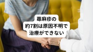 西洋医学では蕁麻疹は先ほど述べた刺激を受けることで、皮膚内の細胞からヒスタミンが放出することで起こります。
ヒスタミンによって血管が拡張することで血流量が高まり、腫れや赤味、かゆみなどの症状が出てしまうと考えられています。

そのため蕁麻疹の症状が出ているときは、

①抗ヒスタミン剤
②抗アレルギー剤

などの薬を使って皮膚科では対処をします。
しかし、病院やクリニックでは原因が特定できない蕁麻疹のケースが約7割も存在しているといわれており、具体的な治療法がないのが現状です。